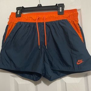 Nike Women's Navy and Orange Athletic Shorts